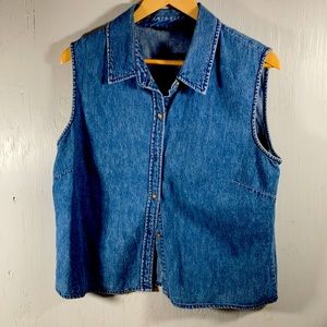 Relativity sleeveless blue Jean shirt